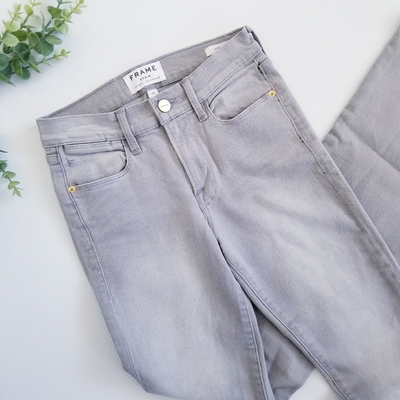 FRAME DENIM Le High Flare Leg Jeans Hardy Grey Light Wash Size 24 - Picture 9 of 16